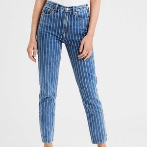 American Eagle Retro Indigo Striped Mom Jeans